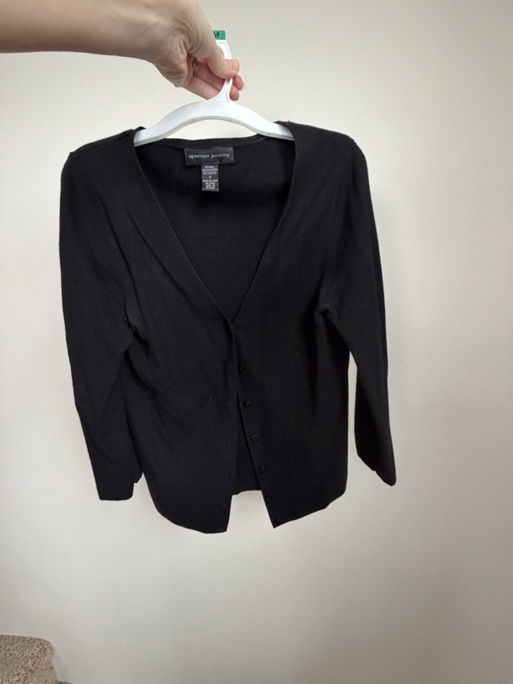 Spenser Jeremy Black Silk Blend V-Neck Cardigan
